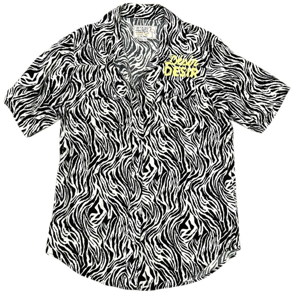 Free People x Sandrine Rose Zebra Print Short Sleeve Shirt S, Pearl Snap NWOT - Picture 9 of 10